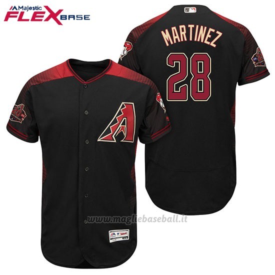 Maglia Baseball Uomo Arizona Diamondbacks 28 Jd Martinez Nero Rosso Alterner 20 Anniversario Flex Base